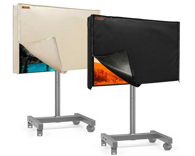 IC ICLOVER Mobile TV Stand Cover for 32/39-40/43/48-50/52-55/60-65 inch, Waterproof Outdoor TV Cover for Stand Mount, Television Screen Protector with Side Zipper Access for Outside Mobile TVs Cart with Floor Standing Base