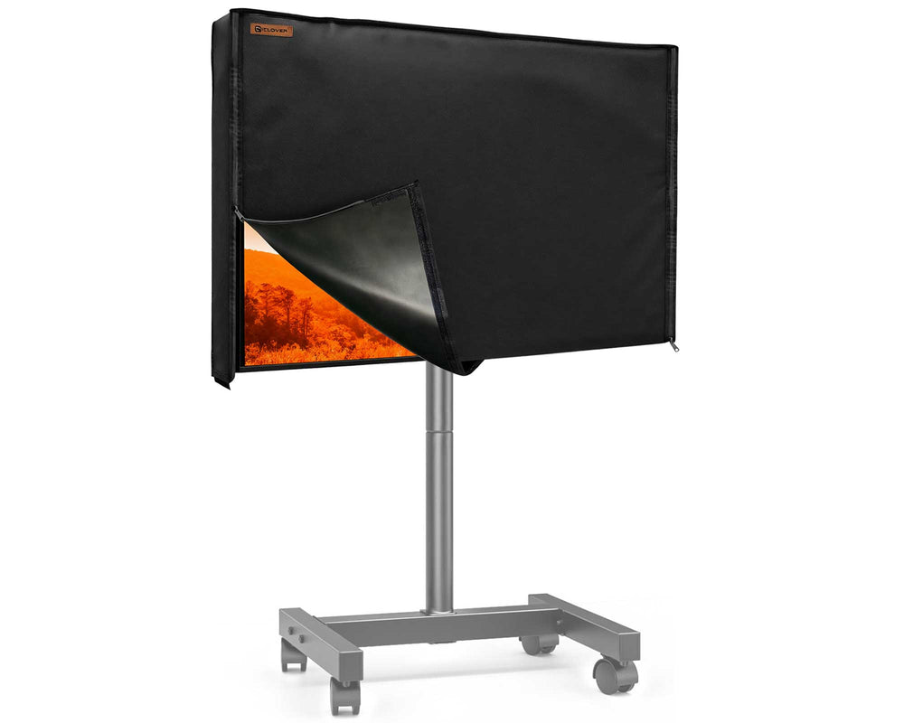 IC ICLOVER Mobile TV Stand Cover for 32/39-40/43/48-50/52-55/60-65 inch, Waterproof Outdoor TV Cover for Stand Mount, Television Screen Protector with Side Zipper Access for Outside Mobile TVs Cart with Floor Standing Base