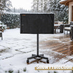 Mobile TV Stand Cover - Waterproof Outdoor Television Screen Protector with Side Zipper -Black