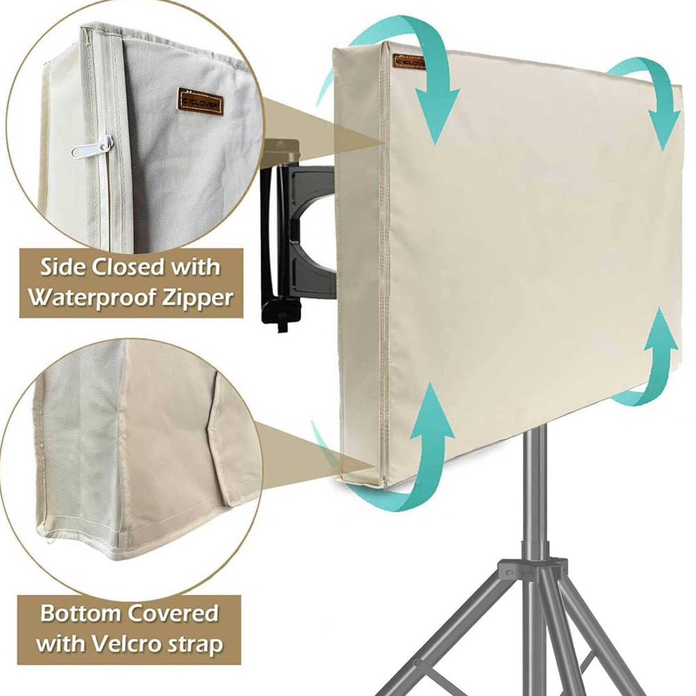 IC ICLOVER Mobile TV Stand Cover for 32/39-40/43/48-50/52-55/60-65 inch, Waterproof Outdoor TV Cover for Stand Mount, Television Screen Protector with Side Zipper Access for Outside Mobile TVs Cart with Floor Standing Base
