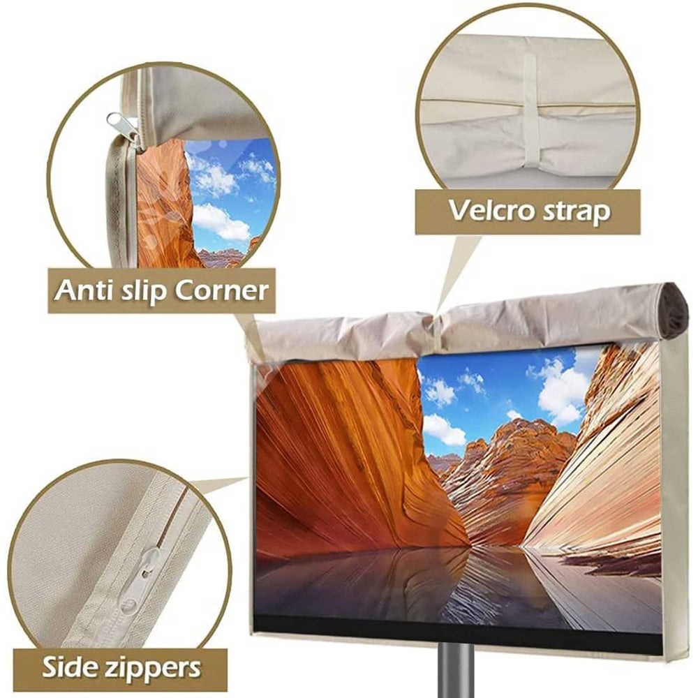 IC ICLOVER Mobile TV Stand Cover for 32/39-40/43/48-50/52-55/60-65 inch, Waterproof Outdoor TV Cover for Stand Mount, Television Screen Protector with Side Zipper Access for Outside Mobile TVs Cart with Floor Standing Base