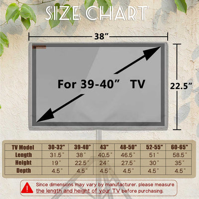 IC ICLOVER Mobile TV Stand Cover for 32/39-40/43/48-50/52-55/60-65 inch, Waterproof Outdoor TV Cover for Stand Mount, Television Screen Protector with Side Zipper Access for Outside Mobile TVs Cart with Floor Standing Base