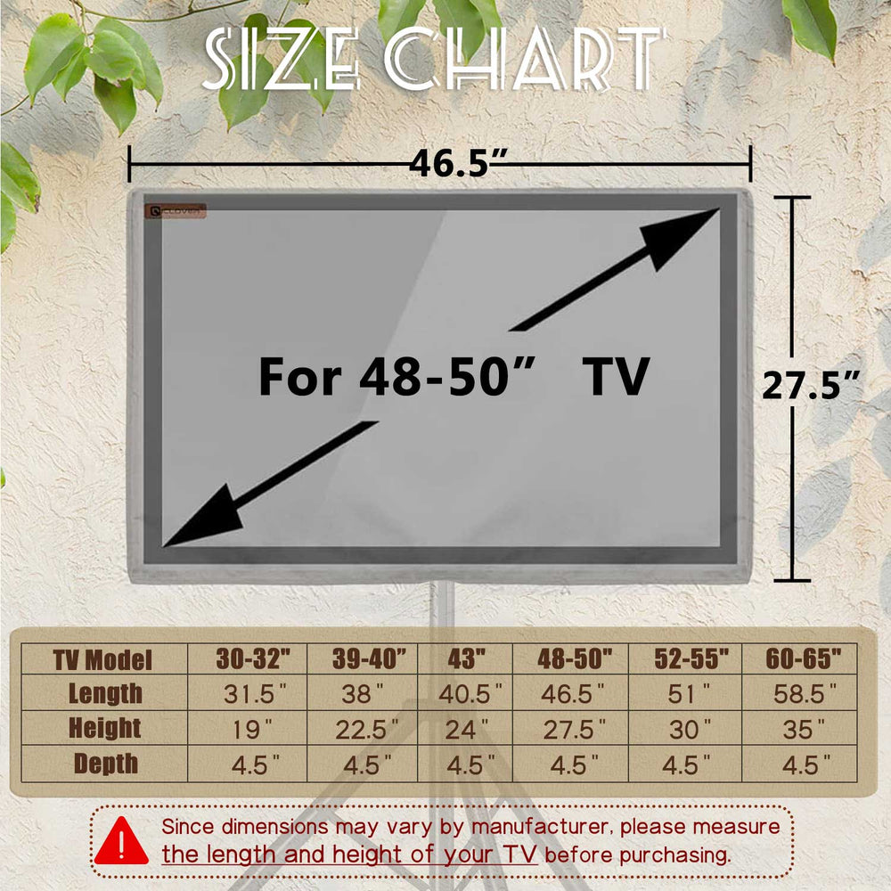 IC ICLOVER Mobile TV Stand Cover for 32/39-40/43/48-50/52-55/60-65 inch, Waterproof Outdoor TV Cover for Stand Mount, Television Screen Protector with Side Zipper Access for Outside Mobile TVs Cart with Floor Standing Base