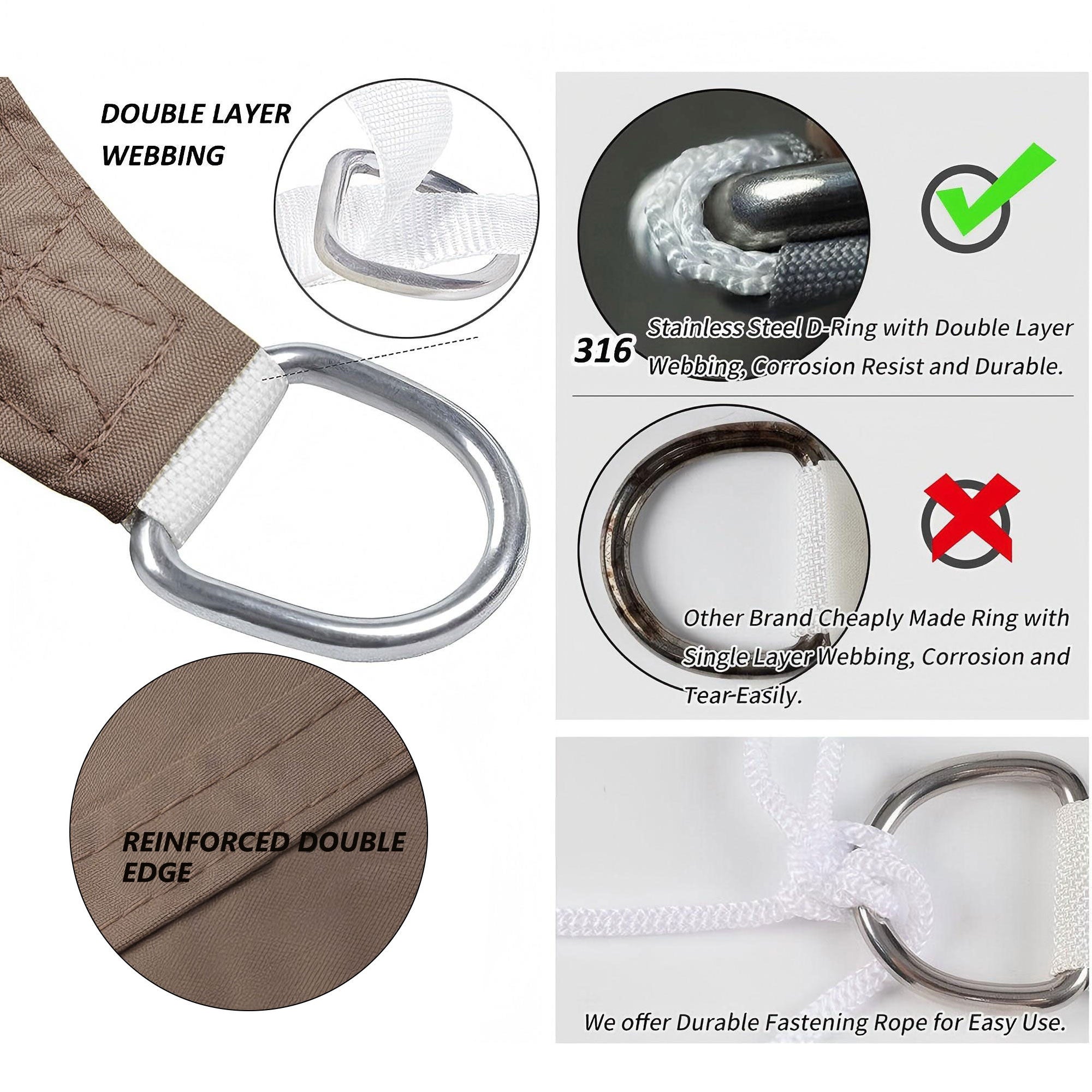 12' x 16' Rectangle Waterproof Sun Shade Sail, Sail Shades Canopy Cloth Shelter Cover, 95% UV Blockage & Water Resistant, Sunshade Awning Canopies Outdoor for Patio Garden Backyard Deck -Brown