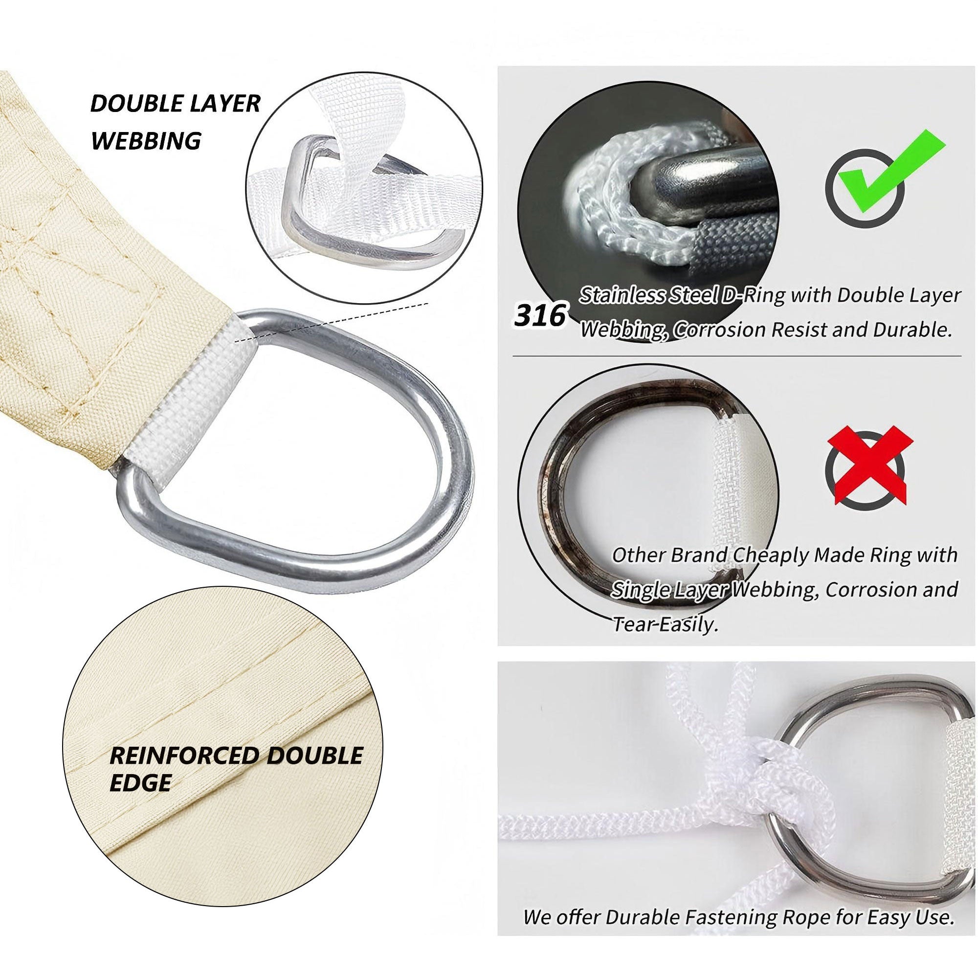 12' x 16' Rectangle Waterproof Sun Shade Sail, Sail Shades Canopy Cloth Shelter Cover, 95% UV Blockage & Water Resistant, Sunshade Awning Canopies Outdoor for Patio Garden Backyard Deck -Cream