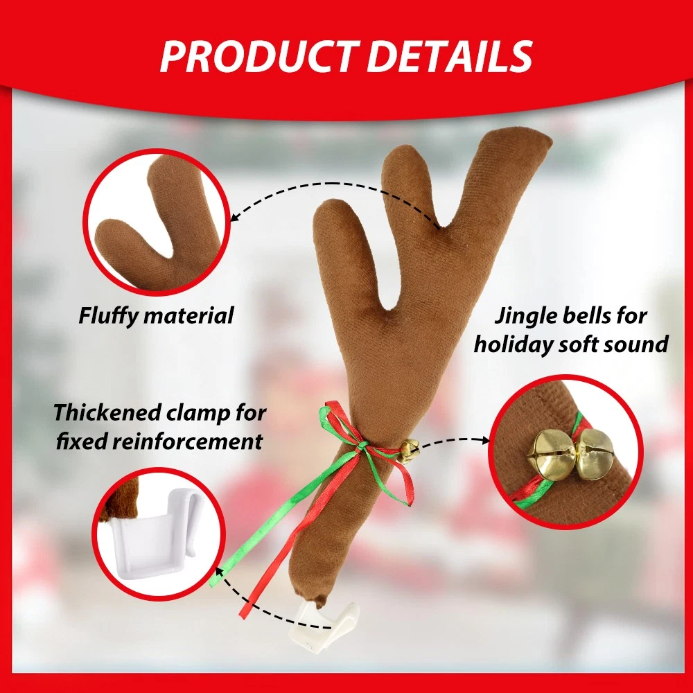 Reindeer Antlers for Cars, Christmas Reindeer Car Kit with Red Nose & Tail