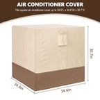 Air Conditioner Cover for Outside Units, Heavy Duty 210D Oxford Durable Waterproof UV-resistant Central Unit AC Cover with Drawstring, Air Vents&Velcro Edge Design-Fits up to 35"Lx35"Wx31"H -Beige
