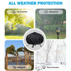 Round Fire Pit Cover for 22-30 Inch Firepit, Heavy Duty Outdoor Patio Fireplace Covers, Waterproof Dustproof Firepit Cover Anti UV and Tear Resistant with Air Vents