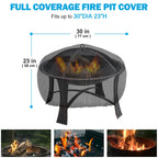 Round Fire Pit Cover for 22-30 Inch Firepit, Heavy Duty Outdoor Patio Fireplace Covers, Waterproof Dustproof Firepit Cover Anti UV and Tear Resistant with Air Vents