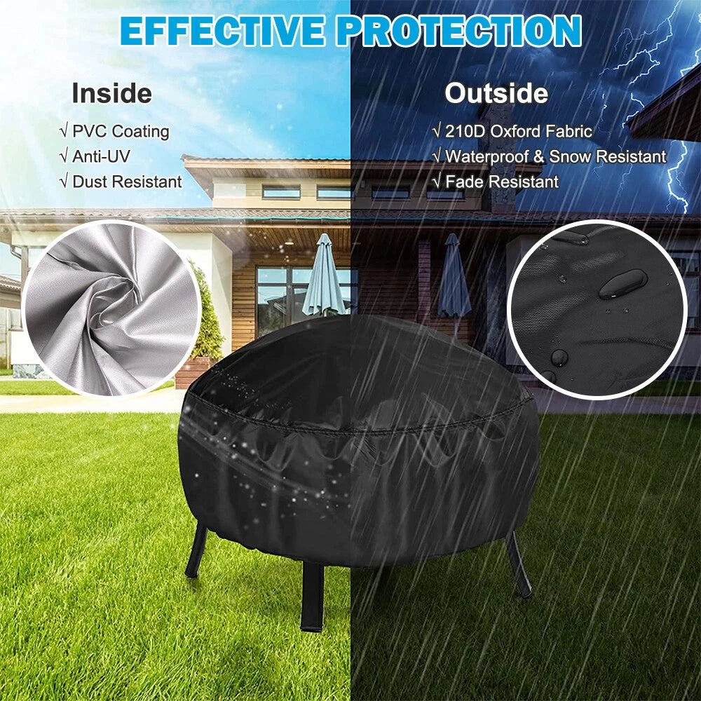 Round Fire Pit Cover for 22-30 Inch Firepit, Heavy Duty Outdoor Patio Fireplace Covers, Waterproof Dustproof Firepit Cover Anti UV and Tear Resistant with Air Vents