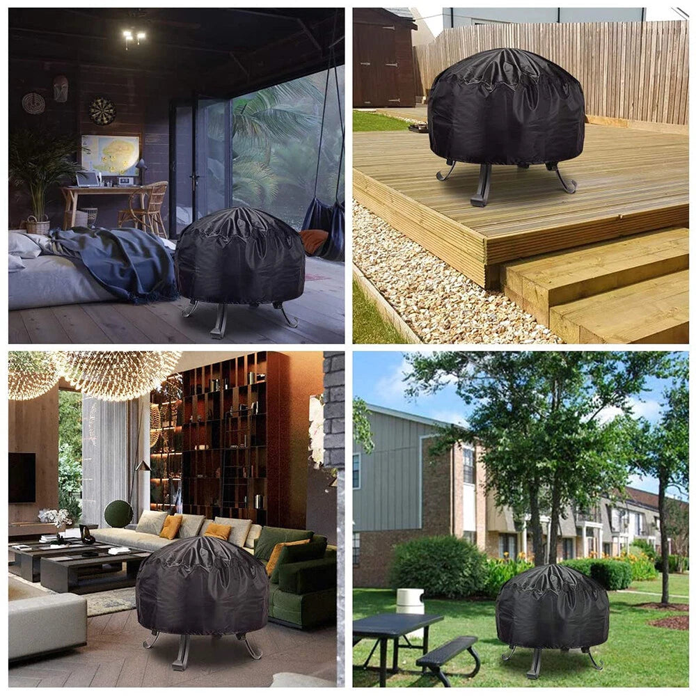 Round Fire Pit Cover for 22-30 Inch Firepit, Heavy Duty Outdoor Patio Fireplace Covers, Waterproof Dustproof Firepit Cover Anti UV and Tear Resistant with Air Vents