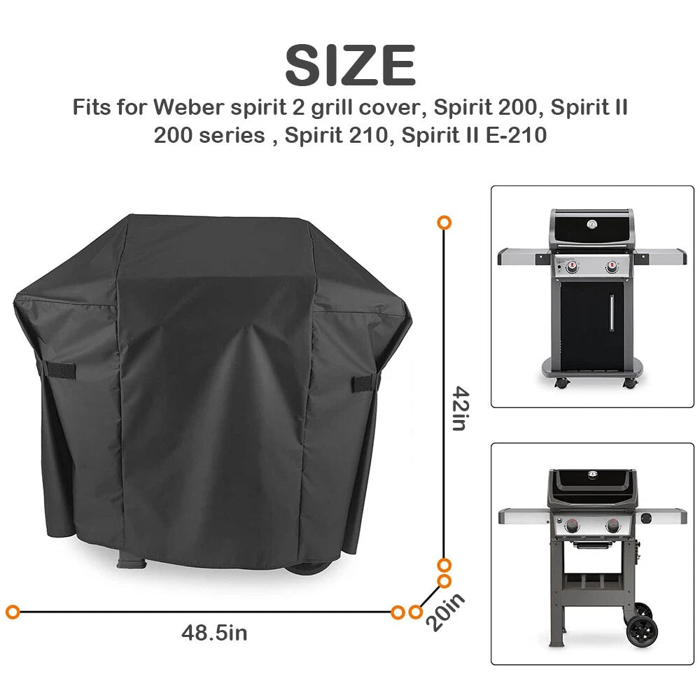 48" Grill Cover for Weber Spirit and Spirit II 200 Series Outdoor Gas Grills, Super Waterproof BBQ Cover, Tear &Fade Resistant Grill Cover for Weber with Adjustable Straps
