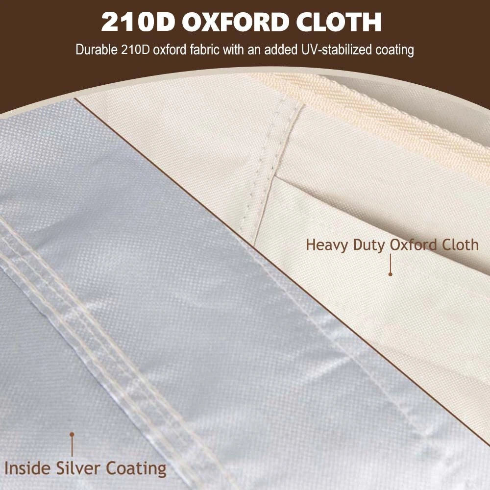 Air Conditioner Cover for Outside Units, Heavy Duty 210D Oxford Durable Waterproof UV-resistant Central Unit AC Cover with Drawstring, Air Vents&Velcro Edge Design-Fits up to 35"Lx35"Wx31"H -Beige