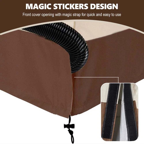 Air Conditioner Cover for Outside Units, Heavy Duty 210D Oxford Durable Waterproof UV-resistant Central Unit AC Cover with Drawstring, Air Vents&Velcro Edge Design-Fits up to 35"Lx35"Wx31"H -Beige