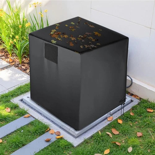 Air Conditioner Cover for Outside Units, Heavy Duty 210D Oxford Durable Waterproof UV-resistant Central Unit AC Cover with Drawstring, Air Vents&Velcro Edge Design-Fits up to 35"Lx35"Wx31"H -Black