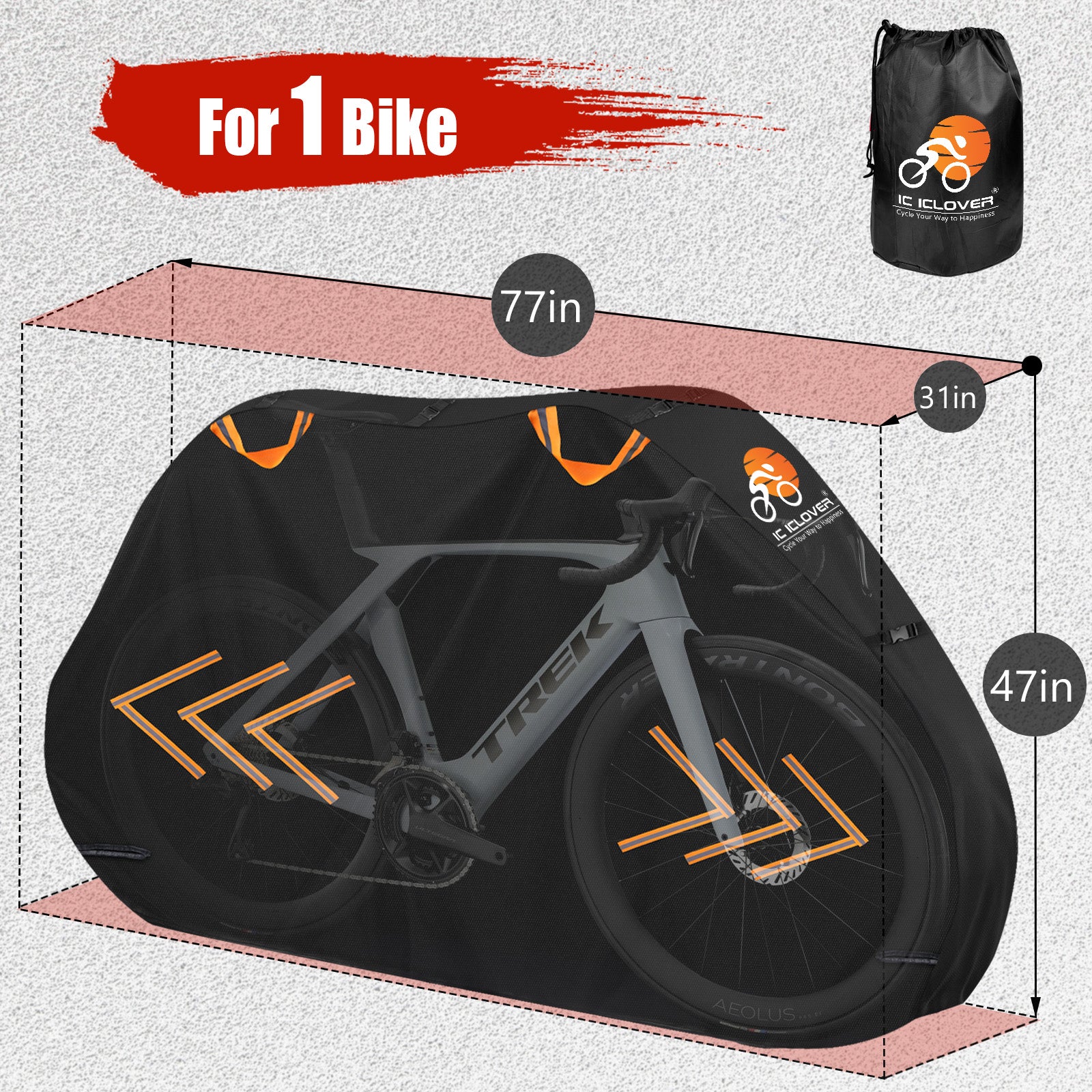IC ICLOVER Bike Cover for Transport on Rack, Bicycle Covers for 1, 2, 3 Bikes on Rear Bike Rack, 600D Outdoor Storage Bike Travel Cover on Car Bike Rack, Full Zipper Protection Waterproof Bike Rack Covers
