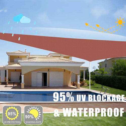 12' x 12' x 12' Triangle Waterproof Sun Shade Sail, Sail Shades Canopy Cloth Shelter Cover, 95% UV Blockage & Water Resistant, Sunshade Awning Canopies Outdoor for Patio Garden Backyard Deck -Rust Red