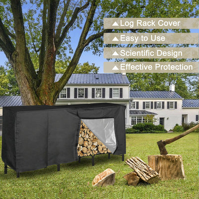 8ft Firewood Log Rack Cover Waterproof Outdoor Wood Storage Holder Cover Sun Dust Protector - Fireplace and Fire Pit Accessory
