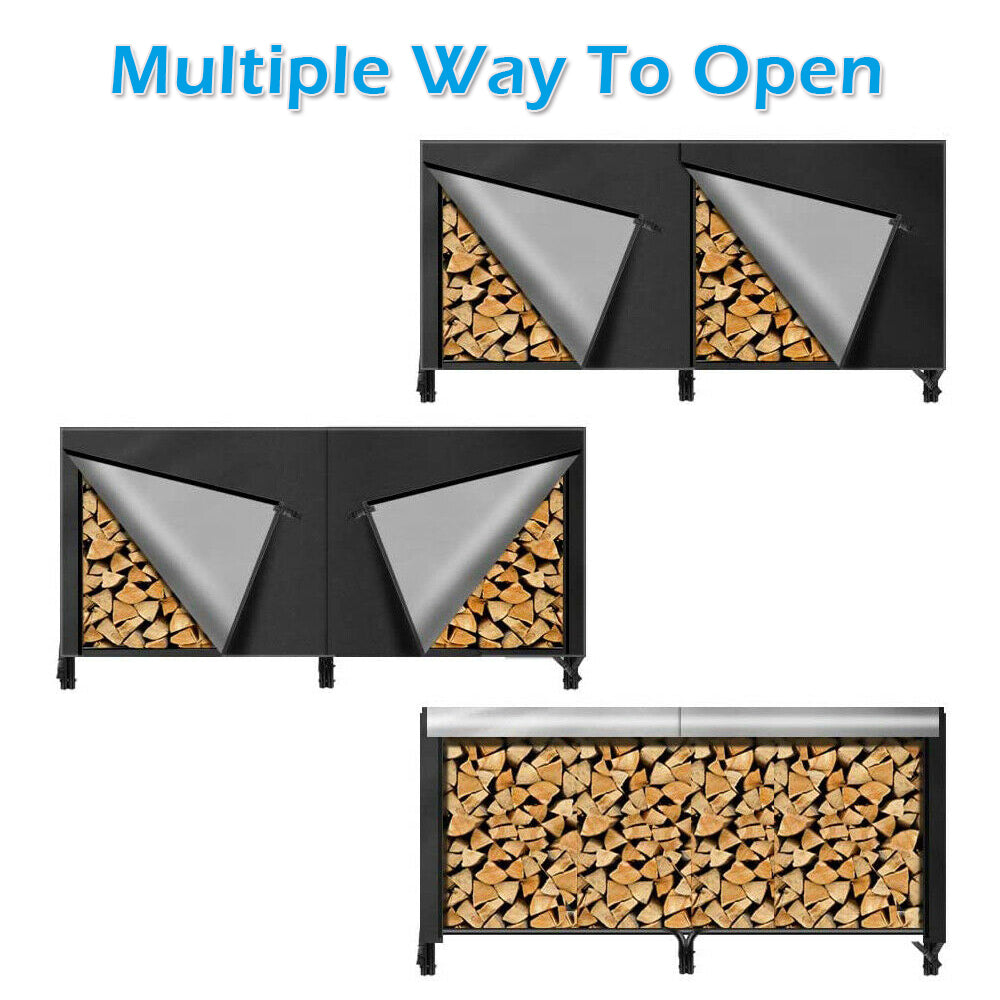 8ft Firewood Log Rack Cover Waterproof Outdoor Wood Storage Holder Cover Sun Dust Protector - Fireplace and Fire Pit Accessory