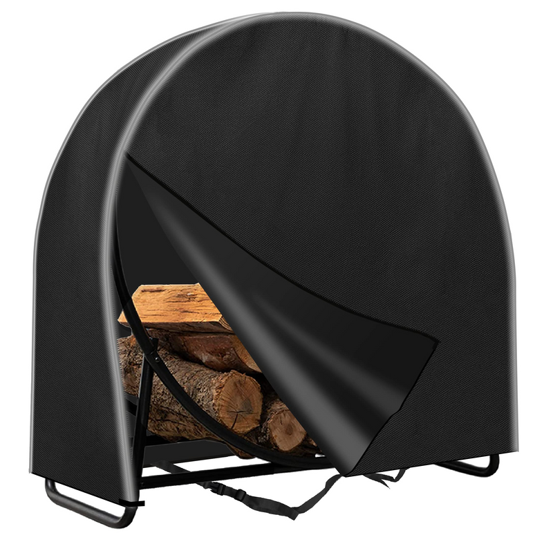 IC ICLOVER 40 Inch Firewood Log Hoop Cover | Heavy Duty 600D Oxford | Outdoor Waterproof Round Log Rack Cover | Ring Wood Pile Holder Storage Tarp with Zipper & WindProof Buckle & Reflective Strips