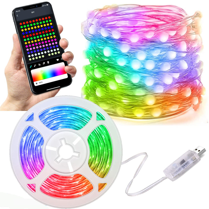 Rope Fairy Lights 32.8ft 100LED | Multi-Color Changing Lights with Music Modes | App& Remote Control Christmas String Lights for Bedroom Outdoor Indoor Party Wedding Holiday Decor