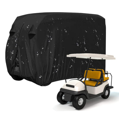 Golf Cart Cover | Waterproof Snowproof Golf Club Cover for 4 Passenger Seat Fit EZ GO | Club Car Precedent | Yamaha Drive Easy-On Golf Carts Cover with Rear Zipper Up to 112 Inch