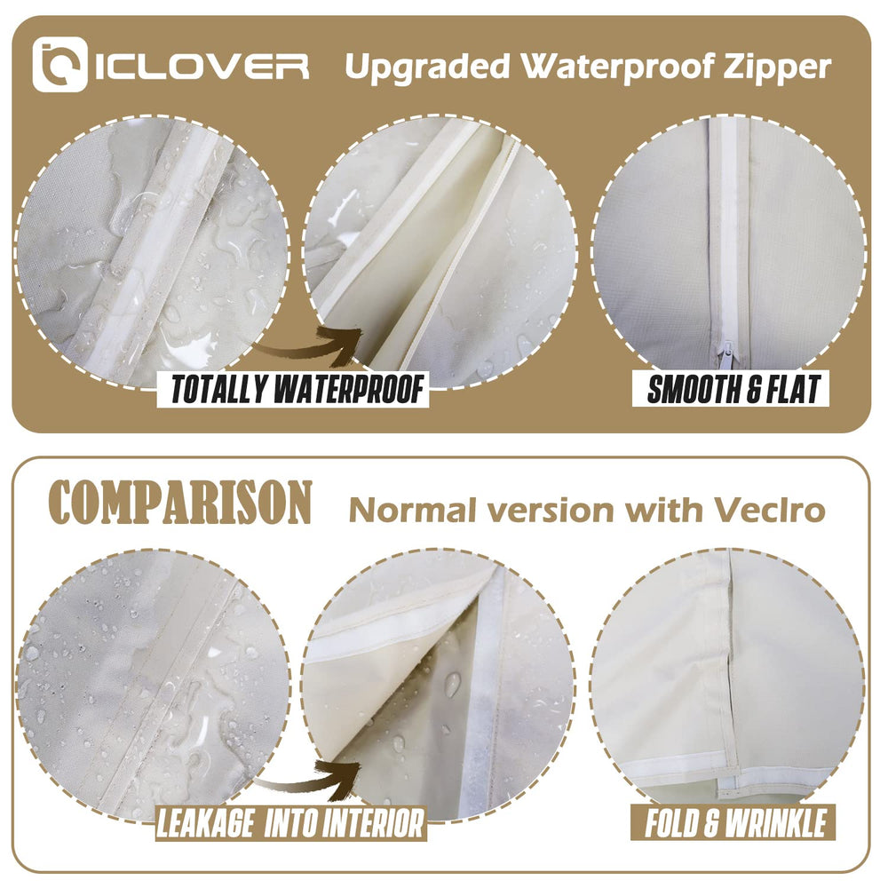 IC ICLOVER Outdoor TV Cover | Outside Television Cover | 600D Heavy Duty | 4 Season Weatherproof TV Screen Protector (Beige)