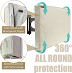 Outdoor TV Cover - Beige Weatherproof TV Screen Protector with Zipper & Remote Control Pocket