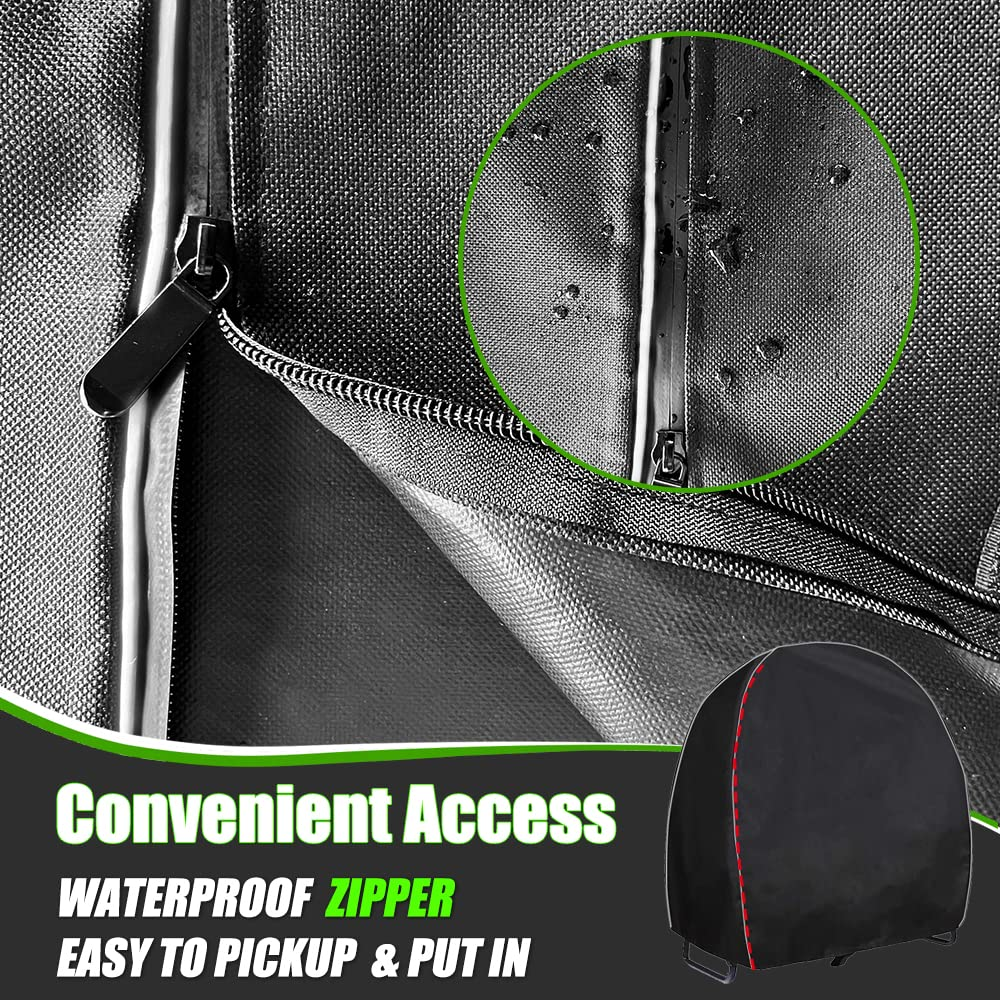 IC ICLOVER 40 Inch Firewood Log Hoop Cover | Heavy Duty 600D Oxford | Outdoor Waterproof Round Log Rack Cover | Ring Wood Pile Holder Storage Tarp with Zipper & WindProof Buckle & Reflective Strips