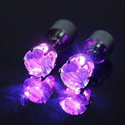 Purple LED Earrings, Cool Shiny Glowing LED Lighting Up Stylish Earring Studs Crown Shap, Christmas Thanksgiving Halloween Wedding Rave Dance Party Decoration, Gift for Women Men Boy Girl