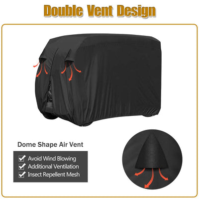 Golf Cart Cover | Waterproof Snowproof Golf Club Cover for 4 Passenger Seat Fit EZ GO | Club Car Precedent | Yamaha Drive Easy-On Golf Carts Cover with Rear Zipper Up to 112 Inch