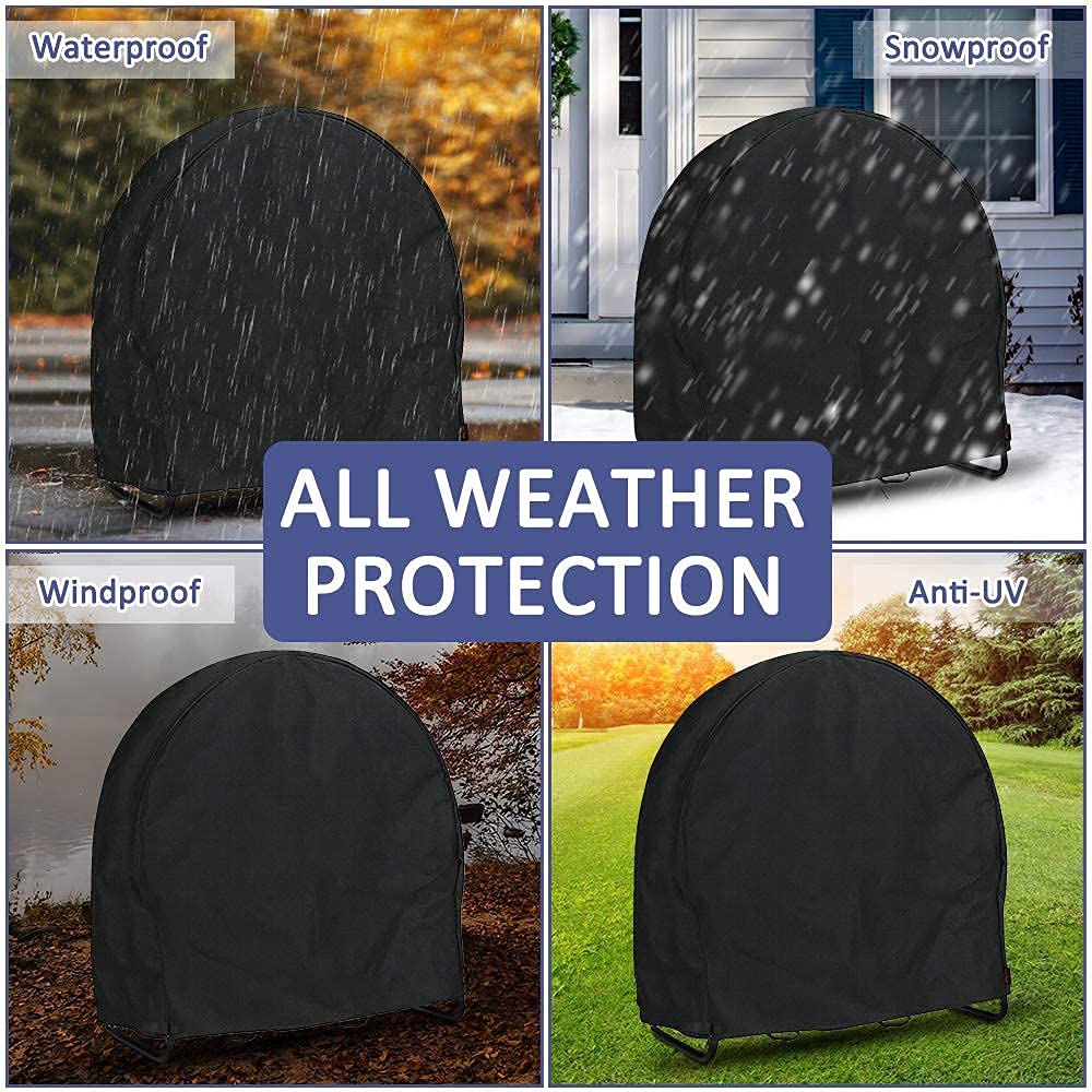 IC ICLOVER Firewood Log Hoop Cover | 24 Inch & 40 Inch & 48 Inch Outdoor Heavy Duty 600D Oxford Waterproof and Weather Resistant Patio Log Rack Cover | Wood Polyester Fabric Storage Holder Cover with Zipper