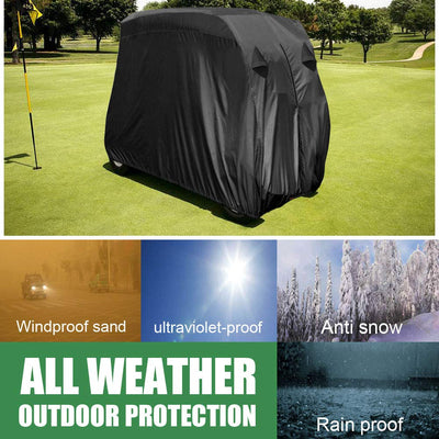 Golf Cart Cover | Waterproof Snowproof Golf Club Cover for 4 Passenger Seat Fit EZ GO | Club Car Precedent | Yamaha Drive Easy-On Golf Carts Cover with Rear Zipper Up to 112 Inch