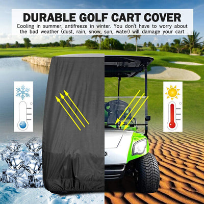 Golf Cart Cover | Waterproof Snowproof Golf Club Cover for 4 Passenger Seat Fit EZ GO | Club Car Precedent | Yamaha Drive Easy-On Golf Carts Cover with Rear Zipper Up to 112 Inch