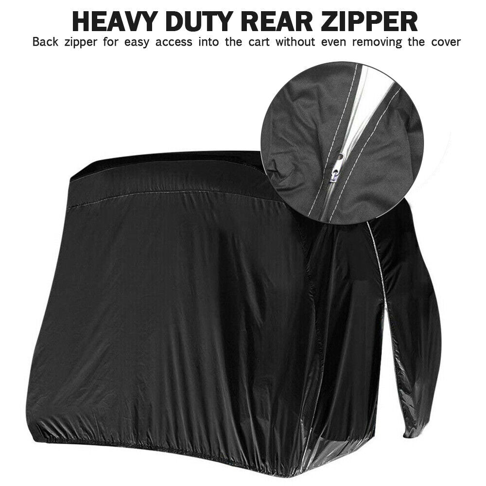 Golf Cart Cover | Waterproof Snowproof Golf Club Cover for 4 Passenger Seat Fit EZ GO | Club Car Precedent | Yamaha Drive Easy-On Golf Carts Cover with Rear Zipper Up to 112 Inch