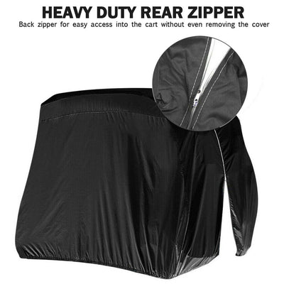 Golf Cart Cover | Waterproof Snowproof Golf Club Cover for 4 Passenger Seat Fit EZ GO | Club Car Precedent | Yamaha Drive Easy-On Golf Carts Cover with Rear Zipper Up to 112 Inch