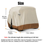 Golf Cart Cover | Waterproof Snowproof Golf Club Cover for 4 Passenger Seat Fit EZ GO | Club Car Precedent | Yamaha Drive Easy-On Golf Carts Cover with Rear Zipper Up to 112 Inch