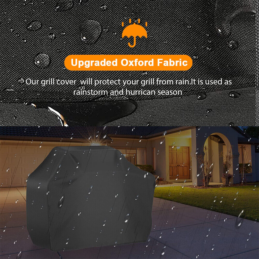 Grill Cover | BBQ Grill Cover | Waterproof | Weather Resistant | Rip-Proof | Anti-UV |  Fade Resistant | with Adjustable Velcro Strap | Gas Grill Cover for Weber | Char Broil | Nexgrill Grills | 57 inch (Black)