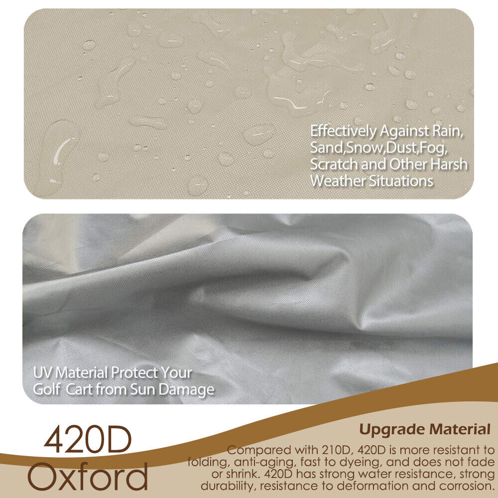 Golf Cart Cover | Waterproof Snowproof Golf Club Cover for 4 Passenger Seat Fit EZ GO | Club Car Precedent | Yamaha Drive Easy-On Golf Carts Cover with Rear Zipper Up to 112 Inch