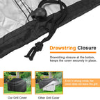 Grill Cover | BBQ Grill Cover | Waterproof | Weather Resistant | Rip-Proof | Anti-UV |  Fade Resistant | with Adjustable Velcro Strap | Gas Grill Cover for Weber | Char Broil | Nexgrill Grills | 57 inch (Black)