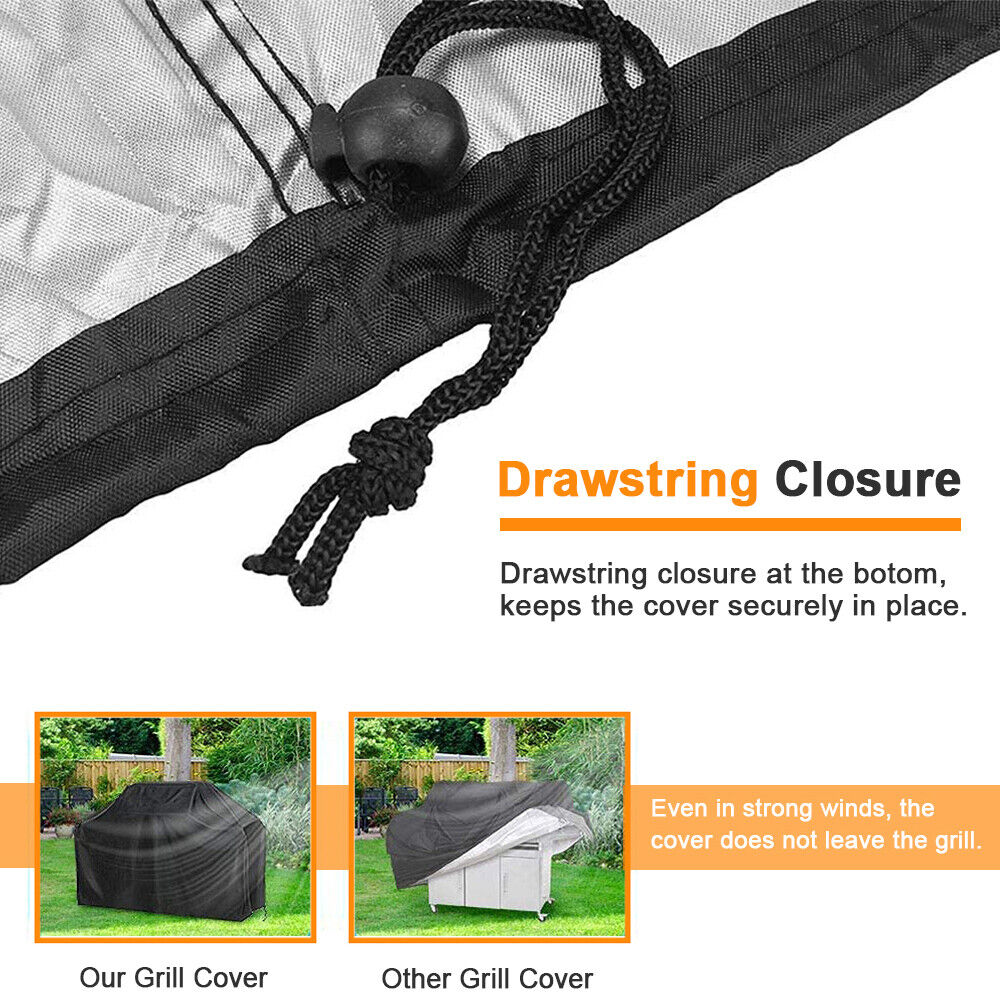 Grill Cover | BBQ Grill Cover | Waterproof | Weather Resistant | Rip-Proof | Anti-UV |  Fade Resistant | with Adjustable Velcro Strap | Gas Grill Cover for Weber | Char Broil | Nexgrill Grills | 57 inch (Black)