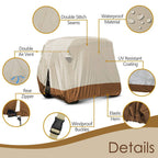 Golf Cart Cover | Waterproof Snowproof Golf Club Cover for 4 Passenger Seat Fit EZ GO | Club Car Precedent | Yamaha Drive Easy-On Golf Carts Cover with Rear Zipper Up to 112 Inch