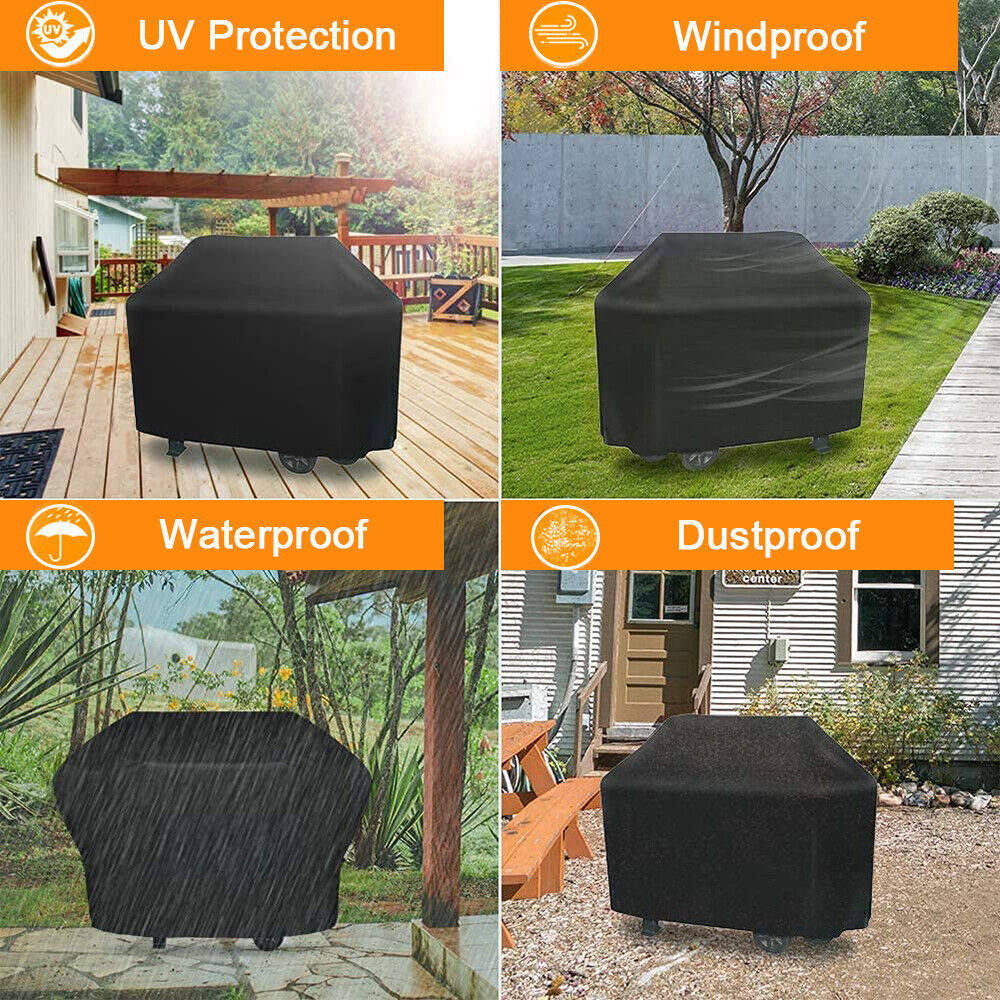 Grill Cover | BBQ Grill Cover | Waterproof | Weather Resistant | Rip-Proof | Anti-UV |  Fade Resistant | with Adjustable Velcro Strap | Gas Grill Cover for Weber | Char Broil | Nexgrill Grills | 57 inch (Black)