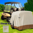 Golf Cart Cover | Waterproof Snowproof Golf Club Cover for 4 Passenger Seat Fit EZ GO | Club Car Precedent | Yamaha Drive Easy-On Golf Carts Cover with Rear Zipper Up to 112 Inch