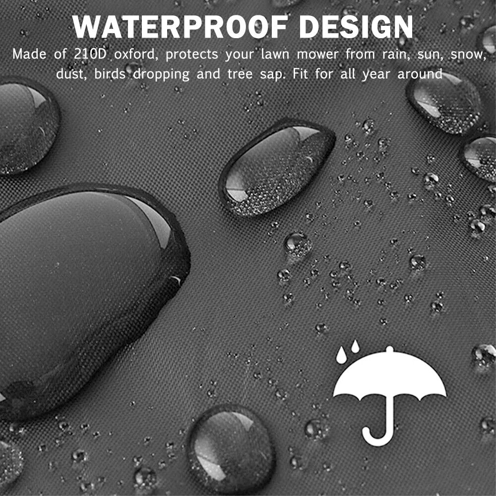 Outdoors Lawn Mower Cover Waterproof Heavy Duty Polyester Oxford Waterproof UV Dust Protection Push Mower Cover with Drawstring and Storage Bag