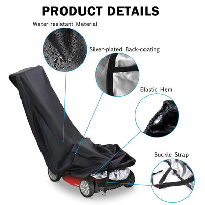 Outdoors Lawn Mower Cover Waterproof Heavy Duty Polyester Oxford Waterproof UV Dust Protection Push Mower Cover with Drawstring and Storage Bag